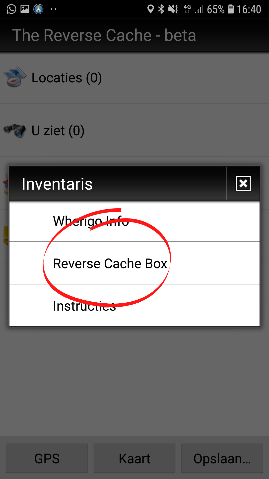 Reverse Wherigo - Reverse cache box